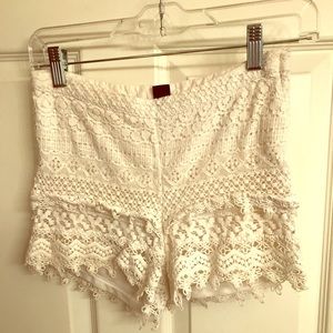 High waisted lace detail shorts
